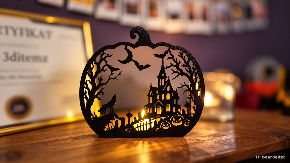 3D-Spukdorf im Kürbis – Halloween-Deko für LED-Licht